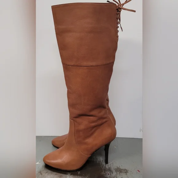 LAUREN RALPH LAUREN LAVINIA KNEE-HIGH BOOTS BOHO POLO TAN SIZE 8.5B - Picture 1 of 13